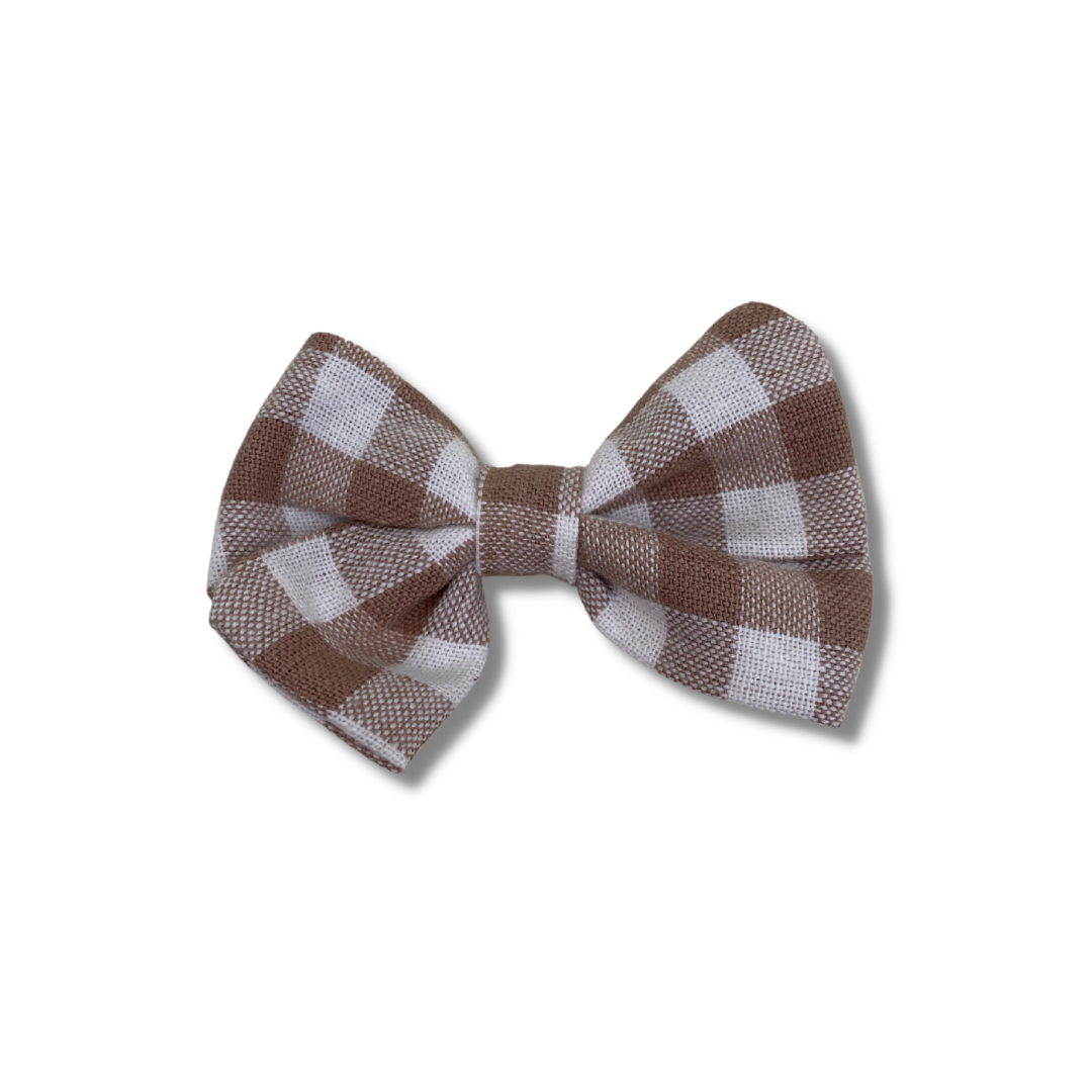 Amelia Bow, Cotton, Tan Plaid