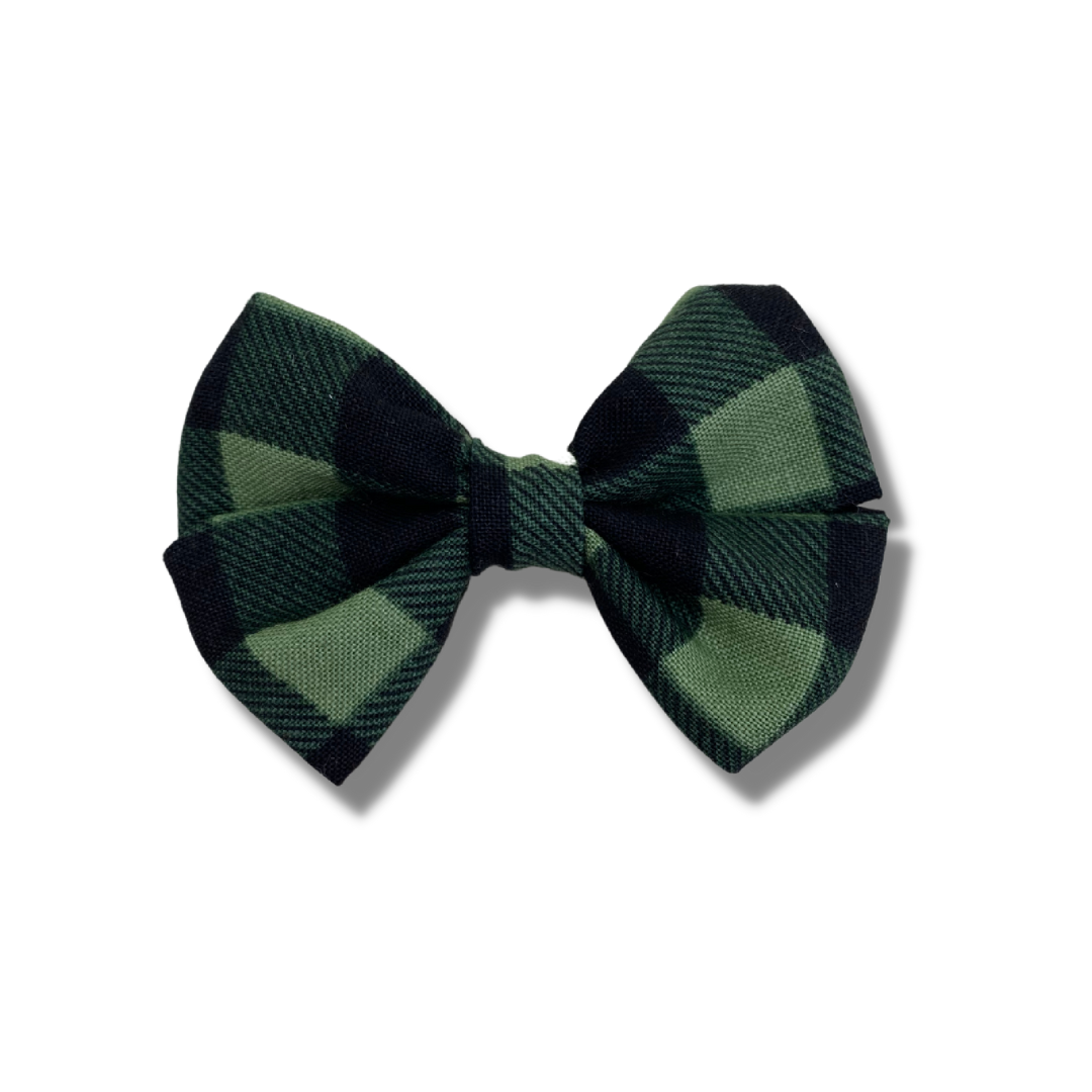 Amelia Bow, Cotton, Green Plaid