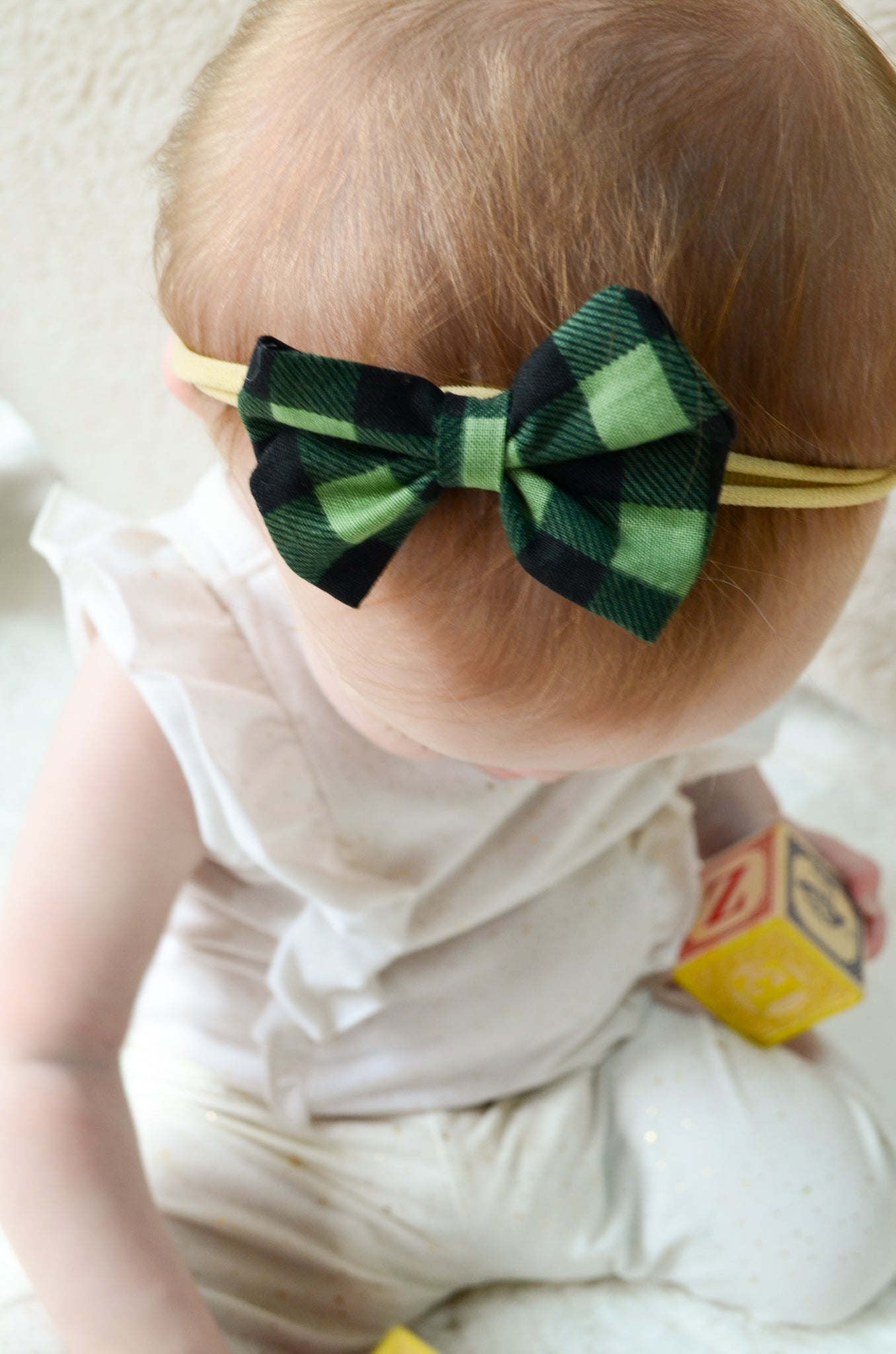 Amelia Bow, Cotton, Green Plaid