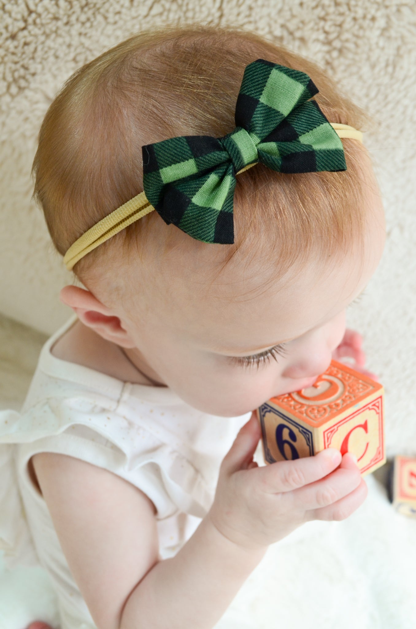 Amelia Bow, Cotton, Green Plaid