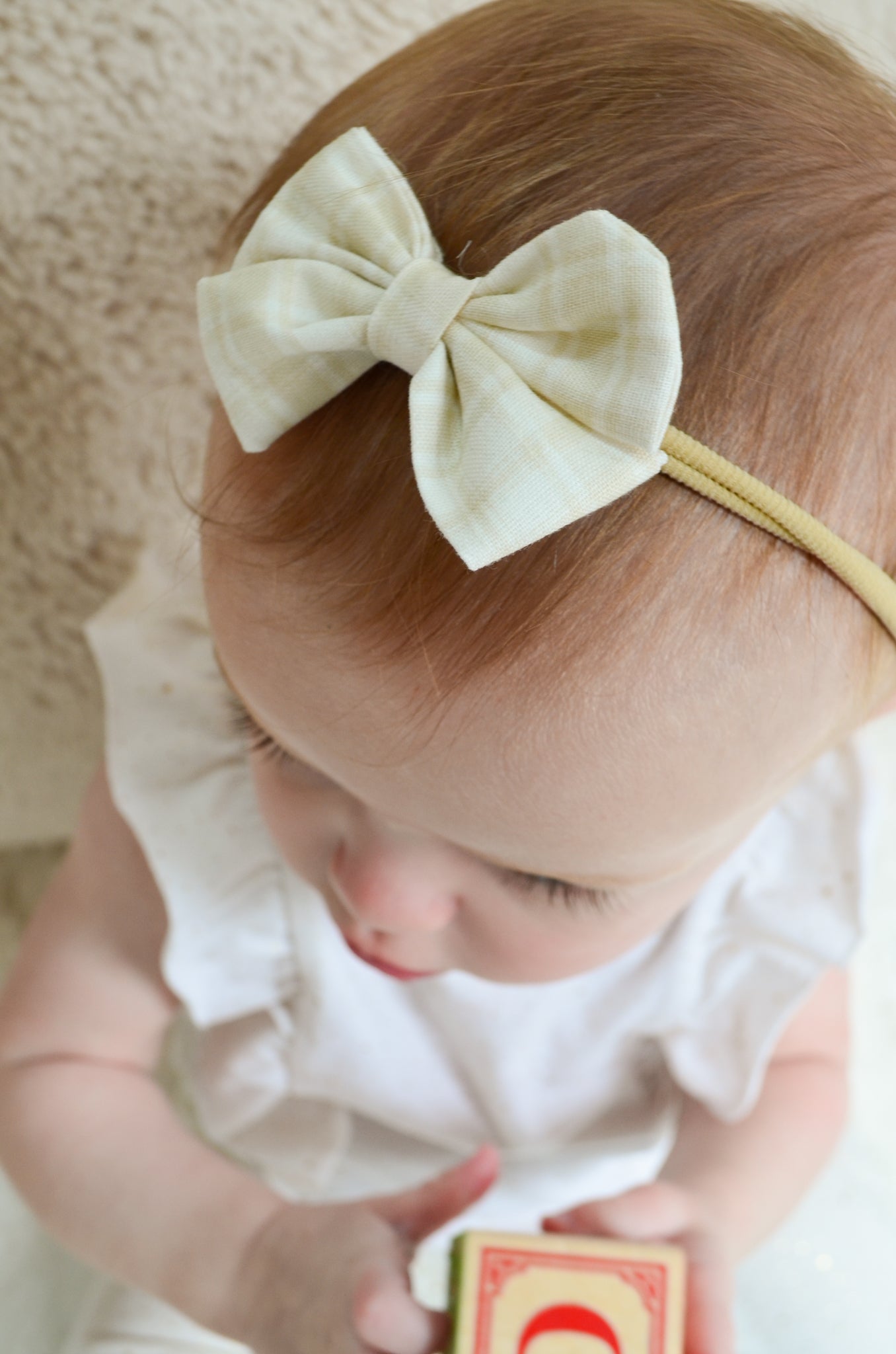 Amelia Bow, Cotton, Ivory Plaid