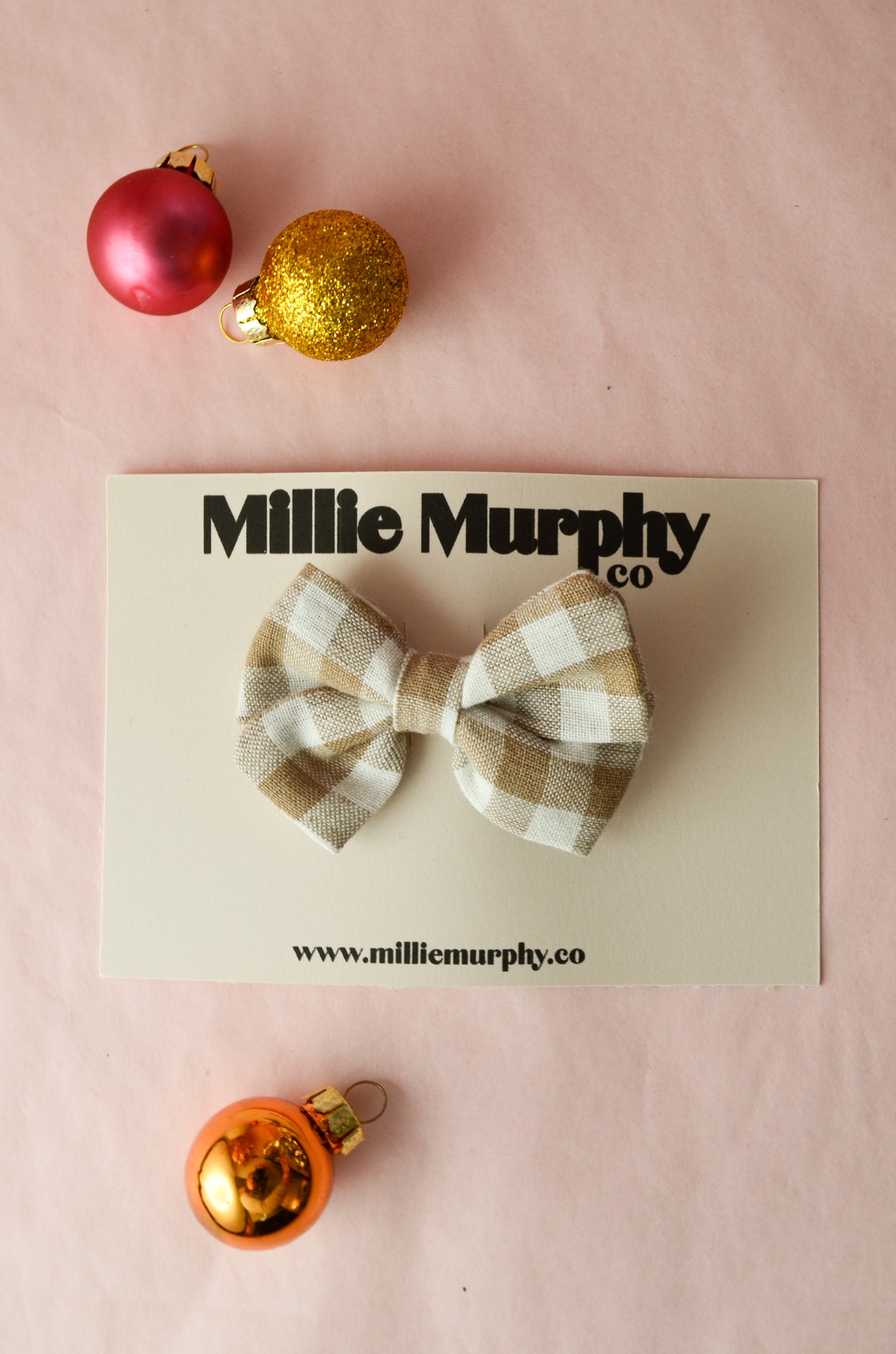 Amelia Bow, Cotton, Tan Plaid